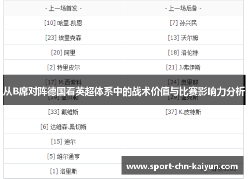 从B席对阵德国看英超体系中的战术价值与比赛影响力分析