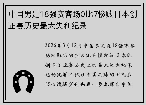 中国男足18强赛客场0比7惨败日本创正赛历史最大失利纪录